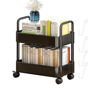 2-Tier Storage Trolley Cart - Slide-out Rolling Utility Cart | Multi-Functional Mobile Book Cart Organizer, Kitchen Storage Utility Cart | Bookcase With Wheels, For Bedroom, Laundry Room, Bathroom
