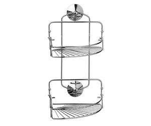 2-Tier Suction Folding Corner Caddy - Chrome