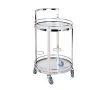 2-Tier Tea Serving Cart Transparent/Royal Blue Glass Finish Stylish Hotel Service Trolley Storage Units for Dining Elegant Mobile Serving Cart Kitchen & Event Use