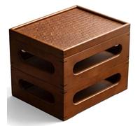 2 Tier Teaware Coffee Table, Multifunctional Storage Organizer With Lids, Chinese Tea Table Tray, Bamboo Wooden Double Layer Large Capacity Storage Bin, For Home, Kitchen, Office Collectibles
