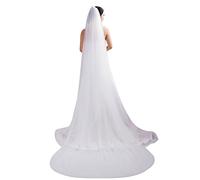 2-Tier Trailing Long Bridal Wedding Veil Long Wedding Veil for bride with Metal Comb Soft Long Tulle Bridal Head Wear Elegant & Romantic Hair Accessories for Wedding Engagement Photography Show Party