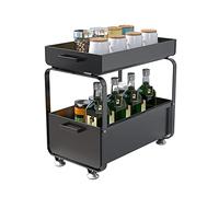 2 Tier Under Sink with Sliding Ders Kitchen & Bathroom Sto Shelf 2 Pull Out Baskets Black (40 x 25.5 x 39.5cm 1PC)