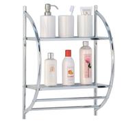 Thrink 2 TIER Wall Mounted Bathroom Shelf Unit Towel Rack Rail | Elegant & Functional Modern Design | Chrome Finish | Size: W39.5 x D22 x H54.5cm