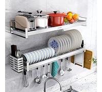 2-Tier Wall-Mounted Dish Rack Stainless Steel Hanging Drying nizer with Chopstick Holder Space-Saving Kitchen Sto Above Sink