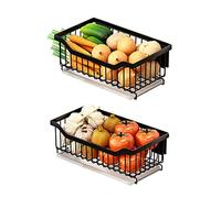 2-Tier Wall Mounted Fruit & Vegetable Rack, Kitchen Storage Basket for Fruits and Veggies, Space-Saving Organizer Holder