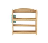 2 Tier Wall Mounted Hevea Natural Wood Kitchen Herb Spice Jar Rack Stand Holder