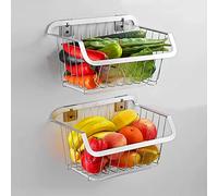 2-Tier Wall-Mounted Metal Fruit & Vetable Basket Kitchen Sto Rack for Fruits V & ac Space-Saving Wire Holder Slish Kitchen nizer