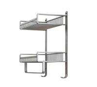 2-Tier Wall-Mounted Towel Rack with Mesh Basket - Space Aluminum Storage Shelf for Bathroom & Living Room nization