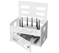 2-Tier Wall Mounted WiFi Router Box, Floating Router Shelf Storage Cabinet, No Drill Router Wall Mount, Cable Organiser Box for Home Office, Tidy Network Modem Holder Rack(2 Schicht,Klein)