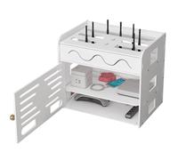 2-Tier Wall Mounted WiFi Router Box, Floating Router Shelf Storage Cabinet, No Drill Router Wall Mount, Cable Organiser Box for Home Office, Tidy Network Modem Holder Rack(3 Schicht,Klein)