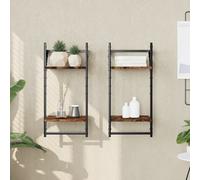 Wall Shelves with Bars Wall Mounted Shelf Floating Shelf Rack 2 pcs vidaXL
