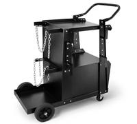 2-Tier Welding Cart Heavy Duty with Lockable Cabinet, Gas Cylinder Holder & 360° Swivel Wheels - Mobile MIG TIG ARC Plasma Welder, Durable Steel, 265LBS Capacity (2-Tier Cabinet)