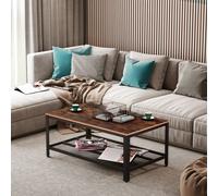 HOMCOM Coffee Table Industrial Site table Living Room Storage Shelf Metal Frame Two-tone Modern Organiser