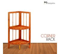 2 Tier Wooden Corner Shelf Rack Organizer Storage Stand Display Unit Home Coffee