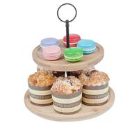 2 Tier Wooden Food Stand Bamboo Cake Platter Food Display Centrepiece