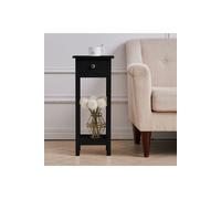 2-Tier Wooden Nightstand with Drawer & Shelf for Bed & Sofa Side The hot sale Black One Size