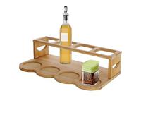 2 Tier Wooden Oil Rack - Olive Oil & Vinegar Bottle Organizer, Kitchen Storage Shelf | Free Standing Bottle Holder for Olive Jar Spice Containers
