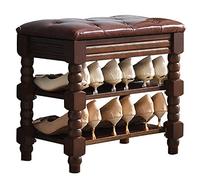 2-Tier Wooden Shoe Bench with Seat, High Load Capacity 200 kg, Space Saving Storage Solution for Entryway, Hallway, Closet, Dorm Room