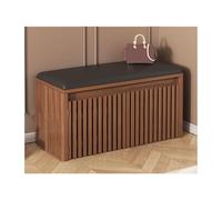 2-Tier Wooden Shoe Rack Bench with Upholstered Seat - Entryway Shoe Storage Shelf for Living Room and Hallway Organization