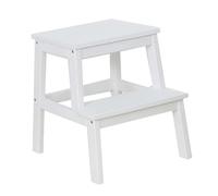 2-Tier Wooden Step Stool Heavy Duty Ladder for Home Bamboo 2 Steps Sturdy Wood Step Sturdy Multipurpose Ladder for Adults & Kids Home Shop Bar Caravan Camper Van Camping Lightweight (White)
