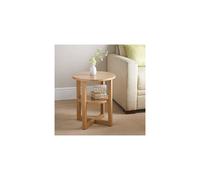2 Tier Wooden Table Oak Round 50Cm