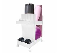 2-Tier Workout Equipment Organizer with Wheels for Home Gym Storage