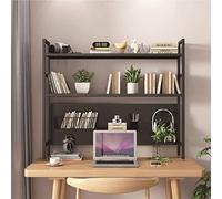 2-Tier Wrought Iron Desktop Bookshelf - Industrial Computer Desk Desktop Shelf, Office Desktop Organizer With Perforated Board, Living Room Metal Desktop Display Stand ( Color : Black , Size : 75*22*9