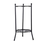 2-Tier Wrought Iron Plant Stand, 19.69 Inch High, Metal Flower Pot Holder, Rust-Resistant Planter Display Shelf for Outdoor Use, Sturdy Triangle Structure, Art Design Floor