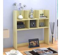 2-Tier Yellow Wooden Desk Hutch - Desktop Bookshelf & nizer for College Dorm Library Bookcase 60cm/23.6in Desk Shelf Space-Saving Study Fur