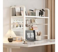 2 TierMultipurpose Countertop Desk Organizer ShelfStorage Rack,Space-Saving Display Rack Organizer Rack,Dorm Desk Hutch,Metal Desk Hutch,Industrial Desktop Bookshelf(WhiteA,75cm/29.5in)