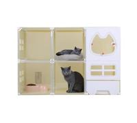 2 Tiers Cat Cages Indoor Large with Cat Toilet | Cat Cage Fence Panels, DIY Cat Playpen, Bedroom/Dining/Toilet/Play area for 1-3 Happy Feline Friends White M