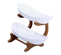 2 Tiers Dessert Tower, PP, Space Saving, White brown | Space Saving Storage Rack for Kitchenwares, Multipurpose Display Solution, Snacks Serving Tray, Party Essential