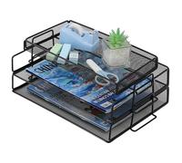 2 Tiers Letter Tray, Filing Tray for Office Desk, Paper Filing Tray Folder, Desk Tidy Organizer A4, File Document Holder for Home Office School