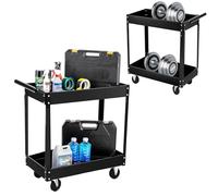 2 Tiers Rolling Metal Tool Trolley-Heavy Duty 300lbs Mechanic Cart on Wheels, Utility Rolling Tool Storage Organizer for Garage, Workshop & Warehouse
