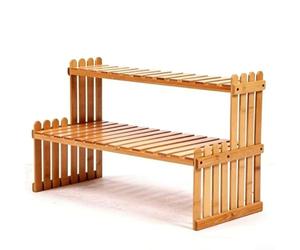 2 Tiers Wooden Plant Stand Shelf for Desktop Display Storage Rack with Vertical Space Optimization for Compact Living Areas (27cm)