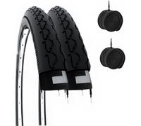 2 Tires 24 X 1 3/8 (37-540) + Inner Tubes Black Wheelchair 24''