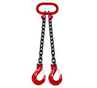2 Ton Double Chain Sling for Engine Lifting, Alloy Steel with Locking Hooks, Butterfly Buckle & Lifting Ring, 1m (3.3ft) Length, Heavy Duty Load Capacity
