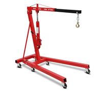 2 Ton Folding Engine Crane Hoist, Heavy Duty Hydraulic Hoist Lift with 8 Ton Hydraulic Cylinder, 360° Rotating Wheels, 4 Adjustable Holes, Foldable Storage & 6 Swivel Casters for Garage, Workshop