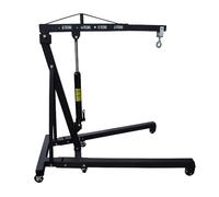 2 Ton Folding Engine Hoist Crane,Heavy Duty Hydraulic Lift with 6 Wheels,Adjustable Boom (0.5T-2T),4400 LBS Max Capacity for Car Repair, Garage and Workshop,Black