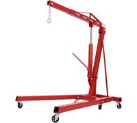 2 Ton Folding Engine Hoist with 6 Iron Caster Wheels, Heavy Duty Shop Crane for Car Lifting and Engine Removal