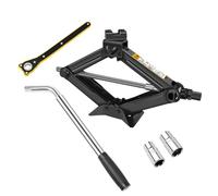 2 Ton Heavy Duty Labor-saving Scissor Jack (110-390mm) & Telescoping Car Wheel Wrench with 4-Size Sockets (17/19/21/23mm) - Complete Car Tire Change Kit for Roadside Emergency