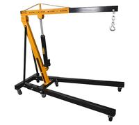 2 Ton Hydraulic Folding Engine Crane RocwooD Hoist Lift Stand 2000kg Garage Floor Stand Lift Jack for Garage Car Lifting Tools Caster Wheels Black/Yellow
