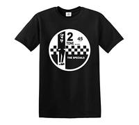 2 Tone Records The Specials Retro Music T-Shirt SKA Northern Soul Reggae Top (L, Black T-Shirt White Print)