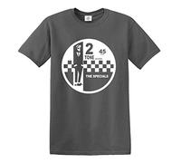 2 Tone Records The Specials Retro Music T-Shirt SKA Northern Soul Reggae Top (L, Charcoal T-Shirt White Print)