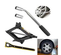 2 Tonne Scissor Jack and Extendable Lug Nut Wrench Telescopic Wheel Brace 4 Socket Standards 17/19/21/23mm, Spare Tire Repair Tool Kit for Car Van