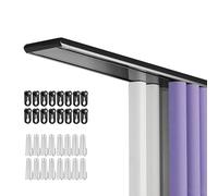 2-Track ain Rail for Ceiling Mount Silent Rollers & Hoo Adjustable 100-610cm Aluminium ain Rod for Room Divider Black (470cm)