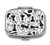 2 Travel Pill Box Black White Chess Moisture-Proof Small Suitable for Pocket Wallets Daily Portable Medicine Vitamin Storage