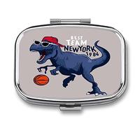 2 Travel Pill Box Blue Dinosaur Basketball Moisture-Proof Small Suitable for Pocket Wallets Daily Portable Medicine Vitamin Storage