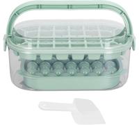 2 Trays Round and Square Ice Cube Trays with Lid and Bin, 54 - Cube Ice Mold Set with Shovel for Freezer, Portable Ice Storage Container for Home Bar or Outdoor Use (Green) Attractive Processing