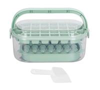 2 Trays Round and Square Ice Cube Trays with Lid and Storage Bin, Makes 54 Ice Cubes Including Spherical and Square Shapes, Food - Grade PP Ice Mold Set with Shovel for (Green)